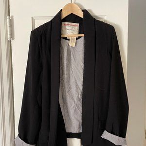 Anthropologie - Black High Low Blazer with Rolled Sleeve Detail